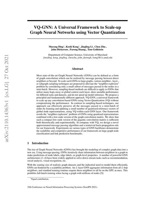 Main figure for VQ-GNN: A Universal Framework to Scale-up Graph Neural Networks using Vector Quantization