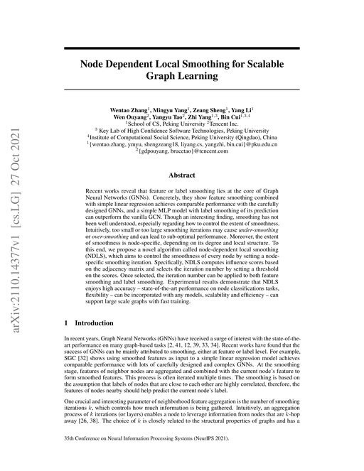 Main figure for Node Dependent Local Smoothing for Scalable Graph Learning
