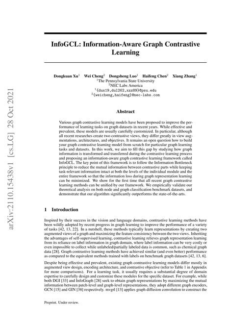 Main figure for InfoGCL: Information-Aware Graph Contrastive Learning