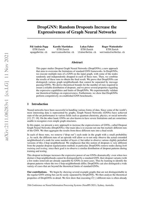 Main figure for DropGNN: Random Dropouts Increase the Expressiveness of Graph Neural Networks