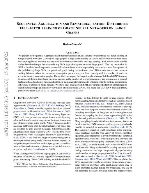 Main figure for Sequential Aggregation and Rematerialization: Distributed Full-batch Training of Graph Neural Networks on Large Graphs
