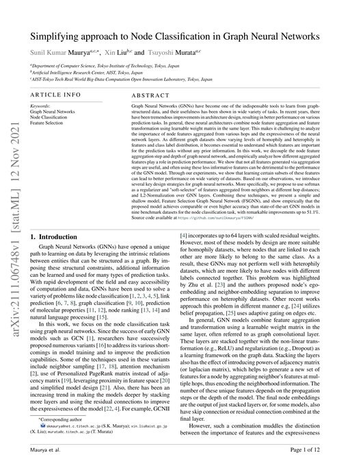 Main figure for Simplifying approach to Node Classification in Graph Neural Networks
