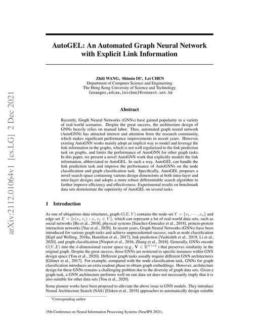 Main figure for AutoGEL: An Automated Graph Neural Network with Explicit Link Information