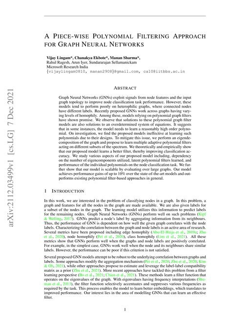 Main figure for A Piece-wise Polynomial Filtering Approach for Graph Neural Networks