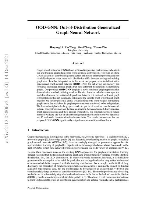 Main figure for OOD-GNN: Out-of-Distribution Generalized Graph Neural Network