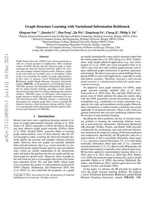 Main figure for Graph Structure Learning with Variational Information Bottleneck