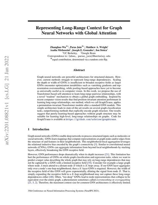 Main figure for Representing Long-Range Context for Graph Neural Networks with Global Attention