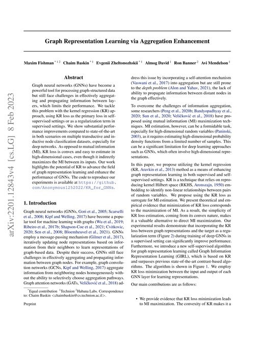 Main figure for Graph Representation Learning via Aggregation Enhancement