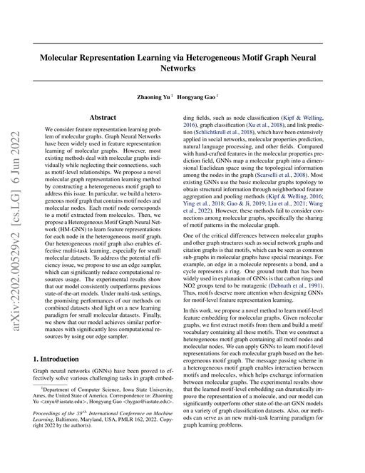 Main figure for Molecular Representation Learning via Heterogeneous Motif Graph Neural Networks