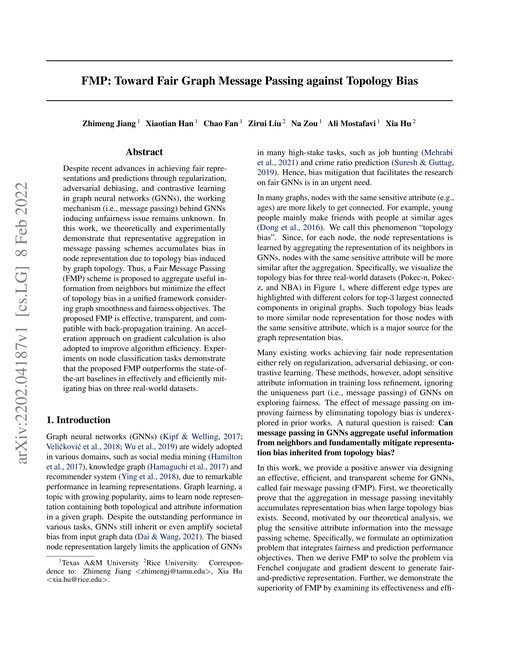 Main figure for FMP: Toward Fair Graph Message Passing against Topology Bias