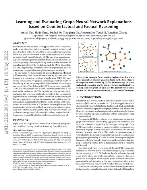 Main figure for Learning and Evaluating Graph Neural Network Explanations based on Counterfactual and Factual Reasoning