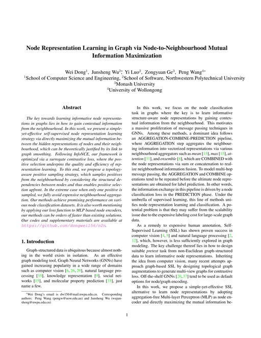 Main figure for Node Representation Learning in Graph via Node-to-Neighbourhood Mutual Information Maximization