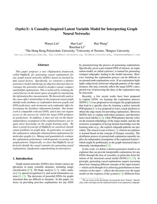 Main figure for OrphicX: A Causality-Inspired Latent Variable Model for Interpreting Graph Neural Networks