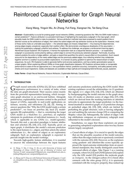 Main figure for Reinforced Causal Explainer for Graph Neural Networks