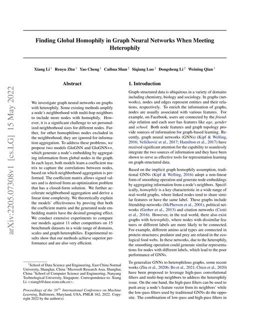 Main figure for Finding Global Homophily in Graph Neural Networks When Meeting Heterophily