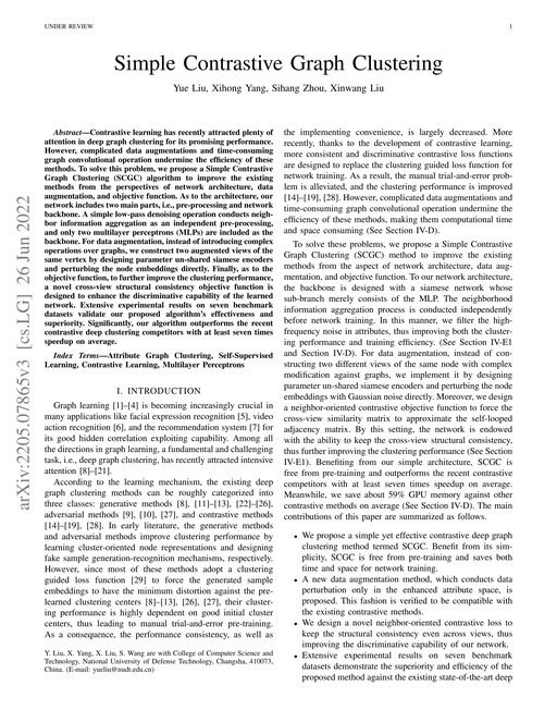 Main figure for Simple Contrastive Graph Clustering