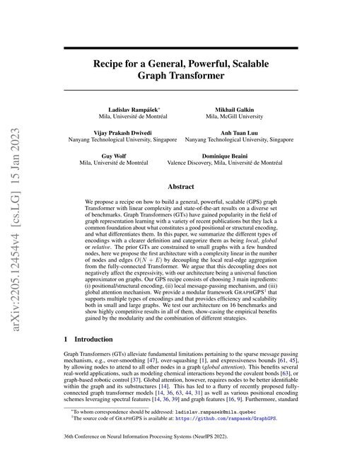 Main figure for Recipe for a General, Powerful, Scalable Graph Transformer