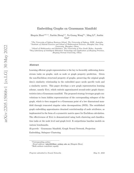 Main figure for Embedding Graphs on Grassmann Manifold