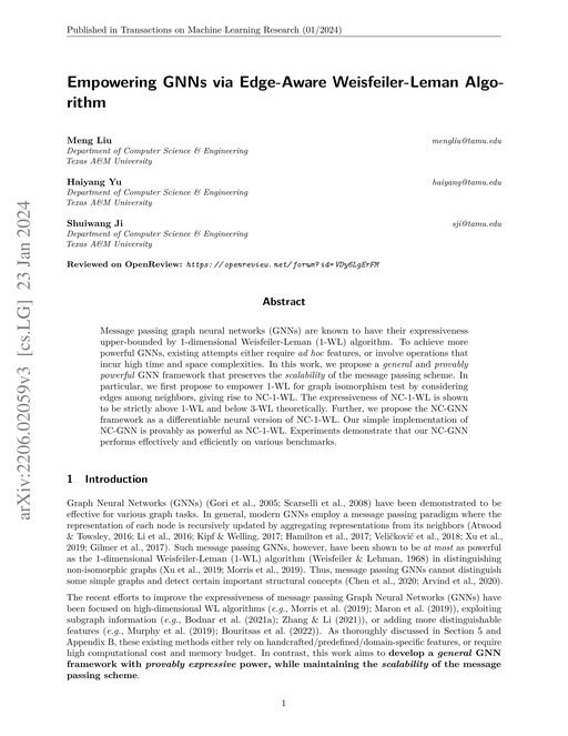 Main figure for Empowering GNNs via Edge-Aware Weisfeiler-Leman Algorithm