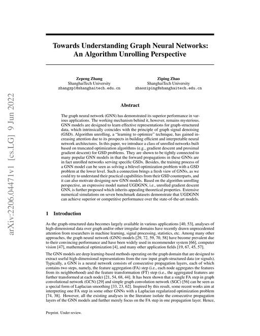 Main figure for Towards Understanding Graph Neural Networks: An Algorithm Unrolling Perspective