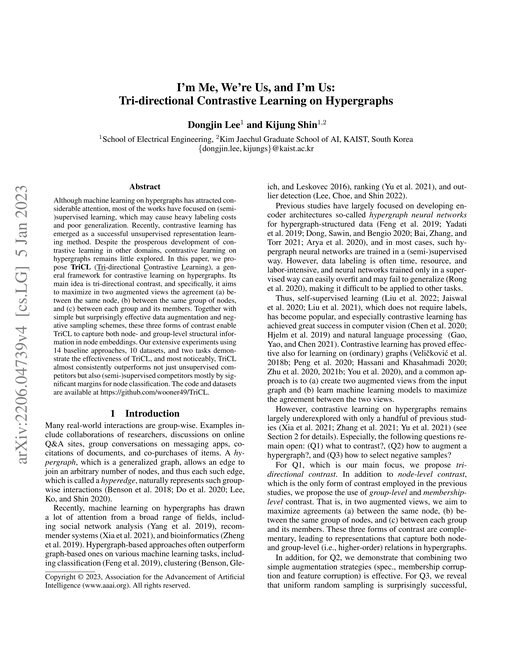 Main figure for I'm Me, We're Us, and I'm Us: Tri-directional Contrastive Learning on Hypergraphs