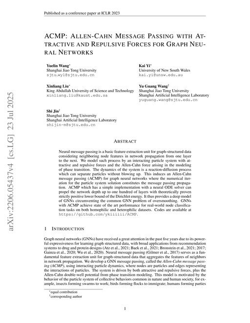 Main figure for ACMP: Allen-Cahn Message Passing with Attractive and Repulsive Forces for Graph Neural Networks