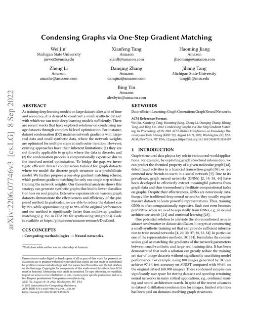 Main figure for Condensing Graphs via One-Step Gradient Matching