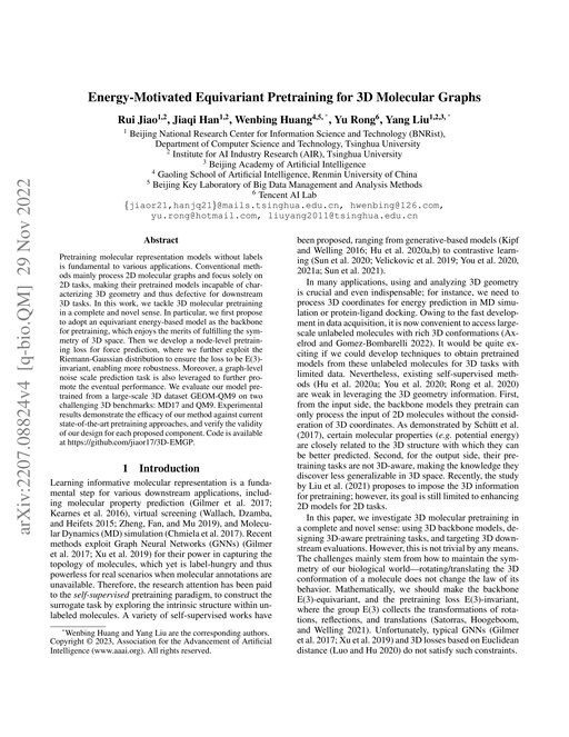 Main figure for Energy-Motivated Equivariant Pretraining for 3D Molecular Graphs