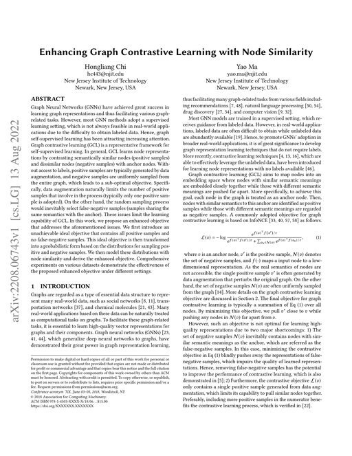 Main figure for Enhancing Graph Contrastive Learning with Node Similarity