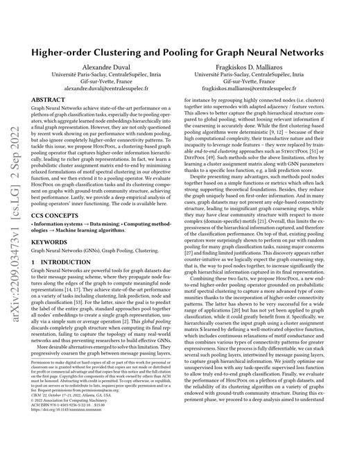 Main figure for Higher-order Clustering and Pooling for Graph Neural Networks