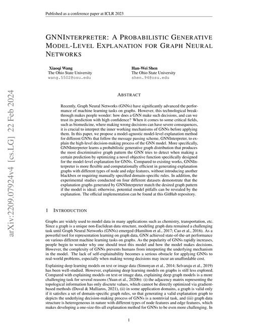 Main figure for GNNInterpreter: A Probabilistic Generative Model-Level Explanation for Graph Neural Networks