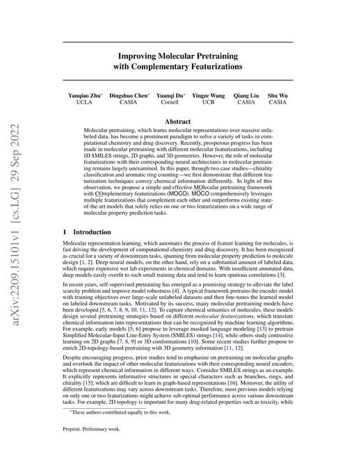 Main figure for Improving Molecular Pretraining with Complementary Featurizations