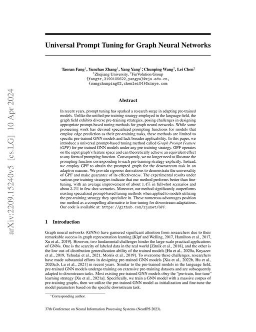 Main figure for Universal Prompt Tuning for Graph Neural Networks