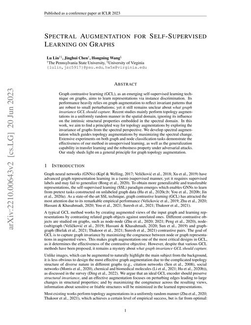 Main figure for Spectral Augmentation for Self-Supervised Learning on Graphs