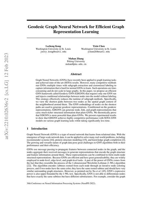 Main figure for Geodesic Graph Neural Network for Efficient Graph Representation Learning