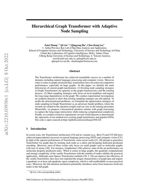Main figure for Hierarchical Graph Transformer with Adaptive Node Sampling