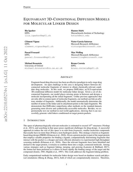 Main figure for Equivariant 3D-Conditional Diffusion Models for Molecular Linker Design