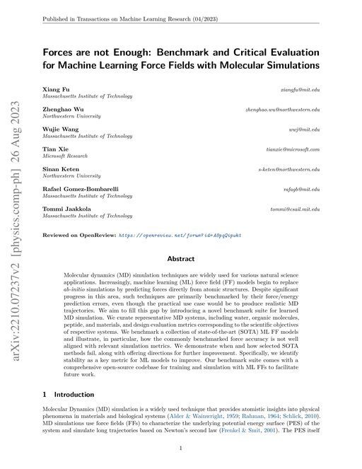 Main figure for Forces are not Enough: Benchmark and Critical Evaluation for Machine Learning Force Fields with Molecular Simulations