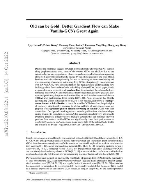 Main figure for Old can be Gold: Better Gradient Flow can Make Vanilla-GCNs Great Again