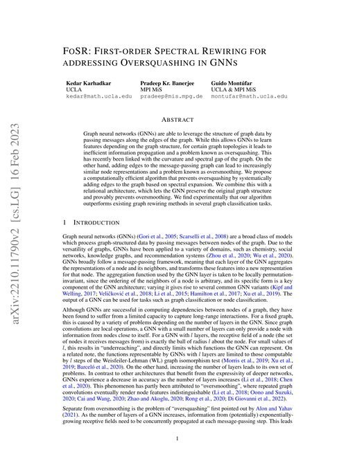 Main figure for FoSR: First-order Spectral Rewiring for addressing Oversquashing in GNNs