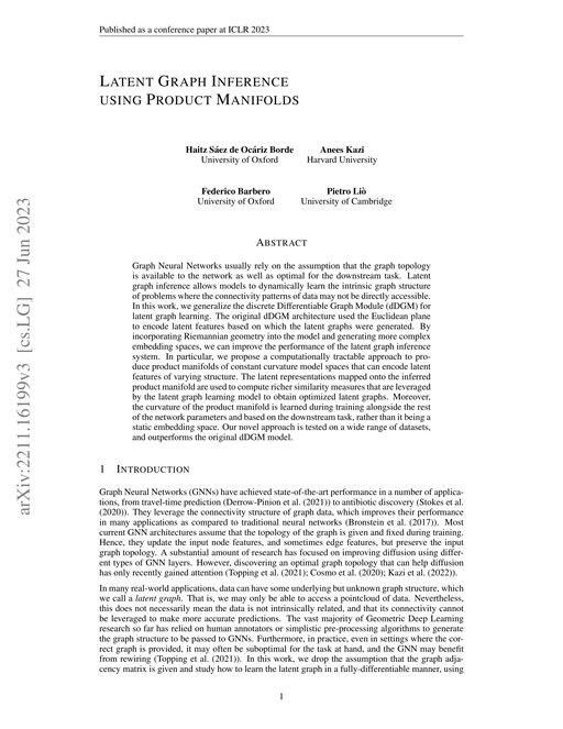Main figure for Latent Graph Inference using Product Manifolds