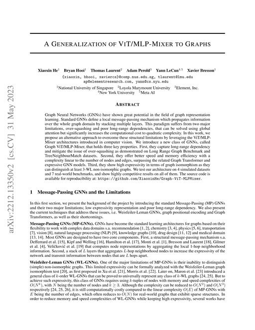 Main figure for A Generalization of ViT/MLP-Mixer to Graphs