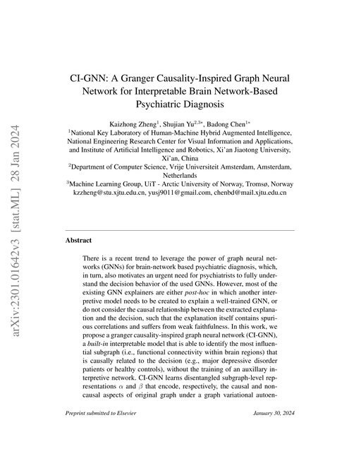 Main figure for CI-GNN: A Granger Causality-Inspired Graph Neural Network for Interpretable Brain Network-Based Psychiatric Diagnosis