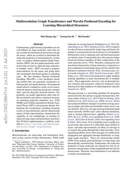 Main figure for Multiresolution Graph Transformers and Wavelet Positional Encoding for Learning Hierarchical Structures