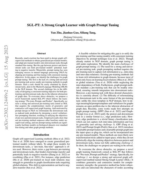 Main figure for SGL-PT: A Strong Graph Learner with Graph Prompt Tuning