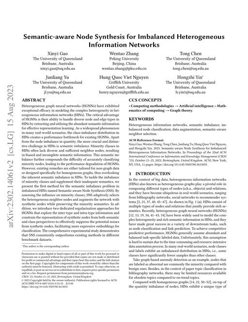 Main figure for Semantic-aware Node Synthesis for Imbalanced Heterogeneous Information Networks