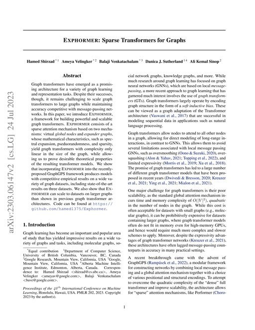Main figure for Exphormer: Sparse Transformers for Graphs