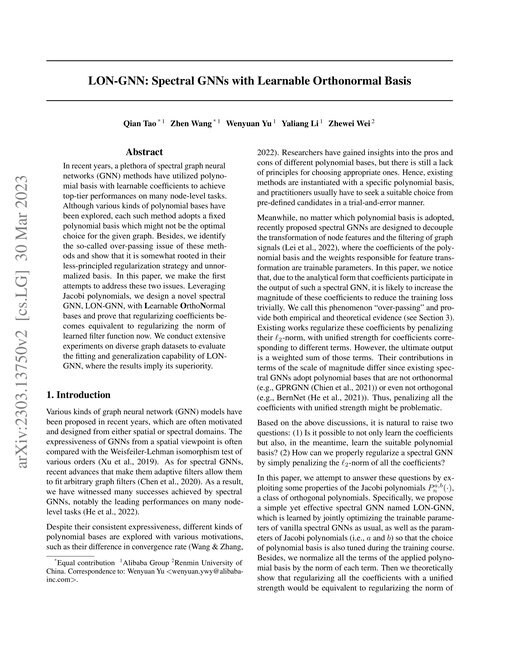 Main figure for LON-GNN: Spectral GNNs with Learnable Orthonormal Basis
