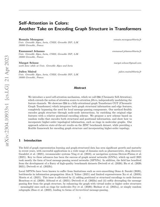 Main figure for Self-Attention in Colors: Another Take on Encoding Graph Structure in Transformers
