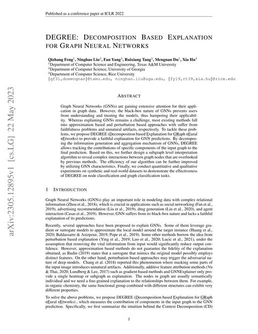 Main figure for DEGREE: Decomposition Based Explanation for Graph Neural Networks